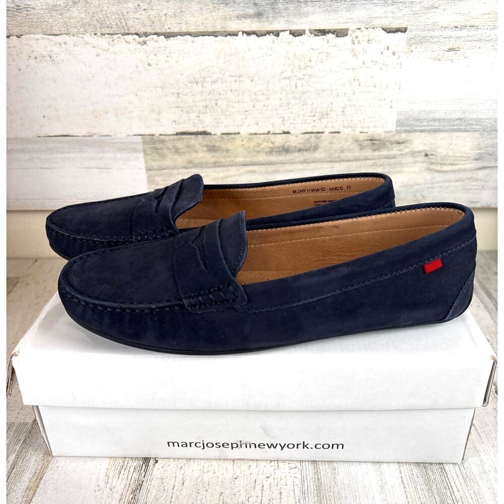 Marc Joseph New York Womens 11 Navy Nubuck Naples Driving Shoes Leather